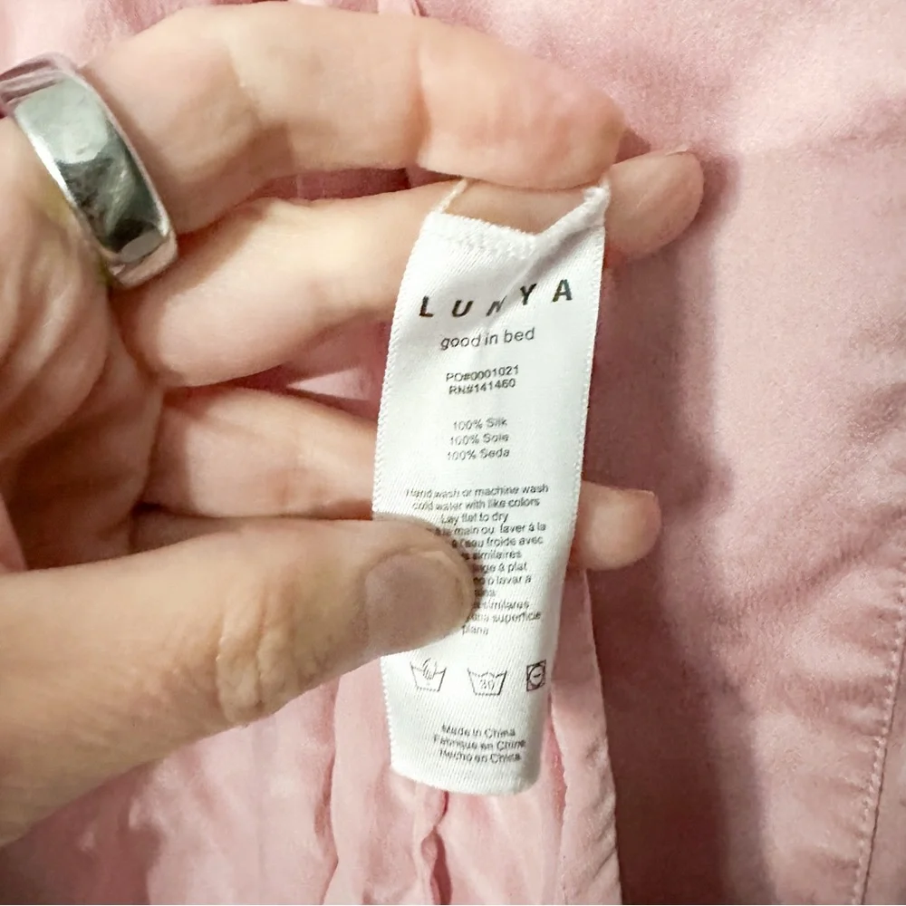 Lunya Washable Silk Robe Serene Pink Size Medium